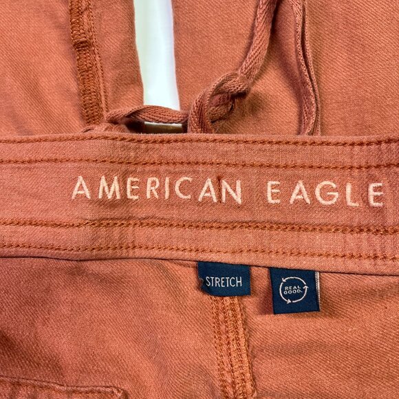 American Eagle Size 12 Dream Drape Baggy Wide Leg Pants Terra Cotta Orange - Picture 3 of 13